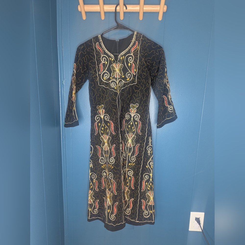 Elegant Black Embroidered Dress